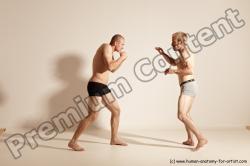 Underwear Martial art Man - Man White Moving poses Athletic Short Blond Dynamic poses Academic